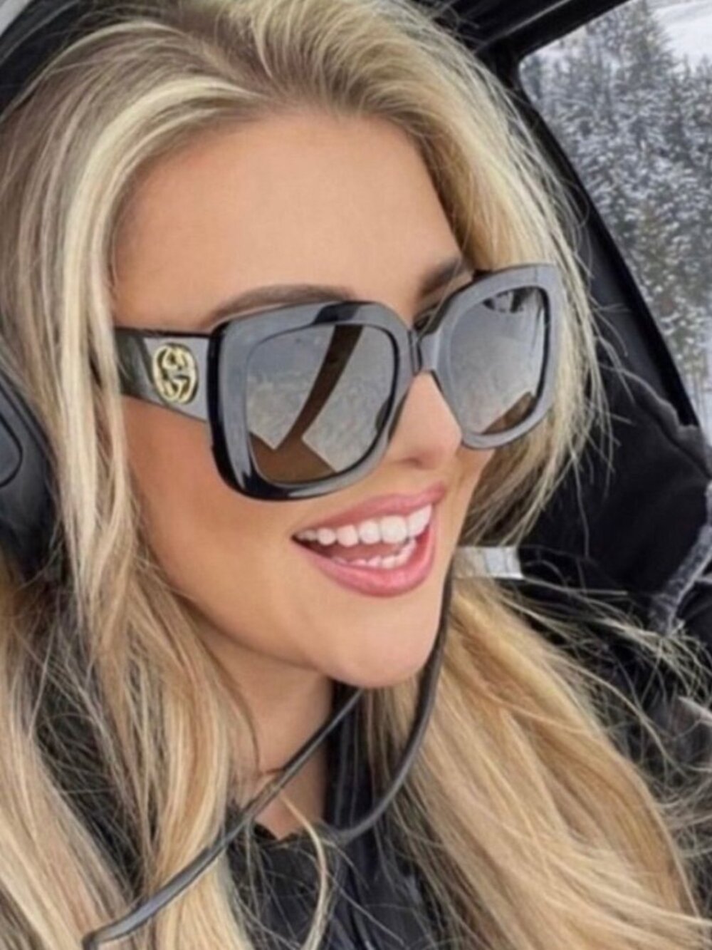 Gucci GG0141SN 001 Square Women Sunglasses - Black / Grey